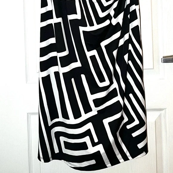NWOT Jules & Leopold B&W Geo Print Cowl Neck Slip Midi Dress Date Night Party, M - Picture 3 of 14